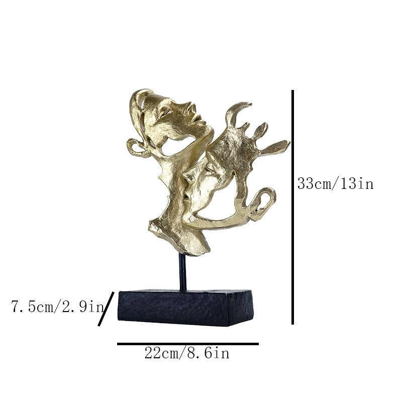 VILEAD Retro Resin Mask Statue Nordic Couple Face Statuette Home Interior Decor TV Cabinet Bookcase Office Decoration Craft Gift acacuss