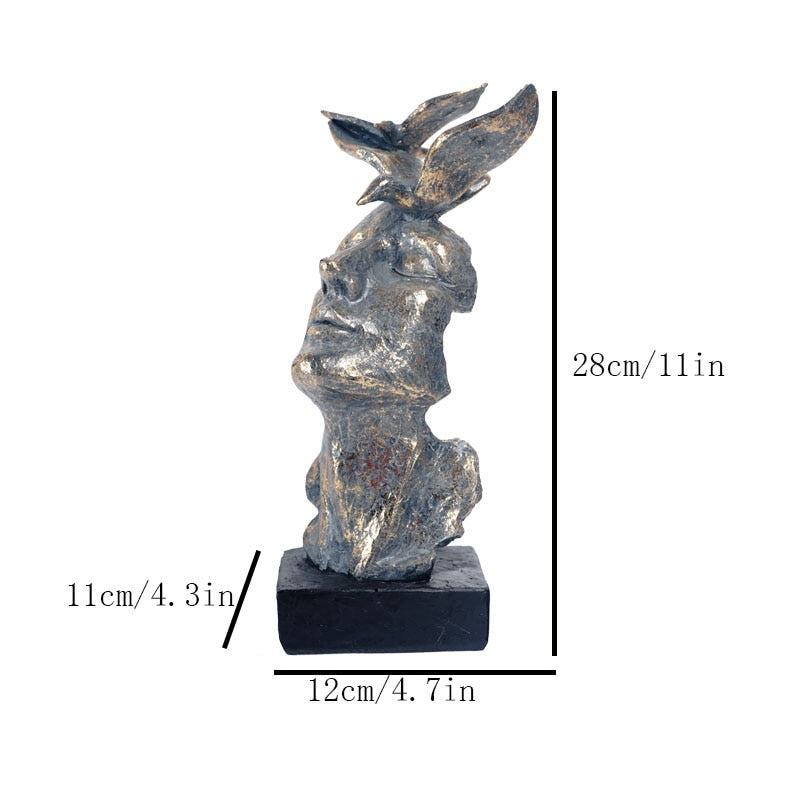 VILEAD Retro Resin Mask Statue Nordic Couple Face Statuette Home Interior Decor TV Cabinet Bookcase Office Decoration Craft Gift acacuss
