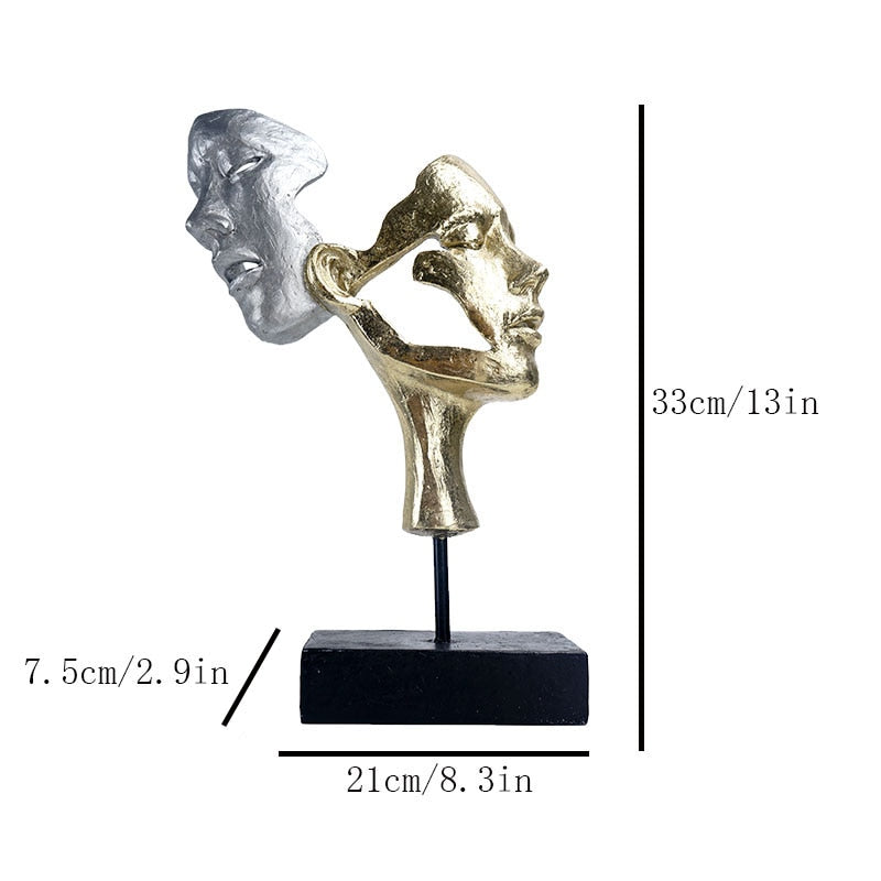 VILEAD Retro Resin Mask Statue Nordic Couple Face Statuette Home Interior Decor TV Cabinet Bookcase Office Decoration Craft Gift acacuss