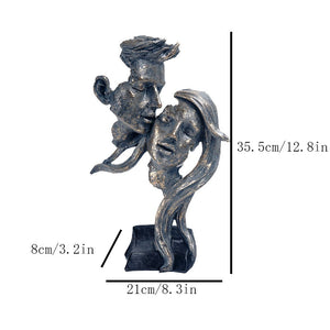 VILEAD Retro Resin Mask Statue Nordic Couple Face Statuette Home Interior Decor TV Cabinet Bookcase Office Decoration Craft Gift acacuss