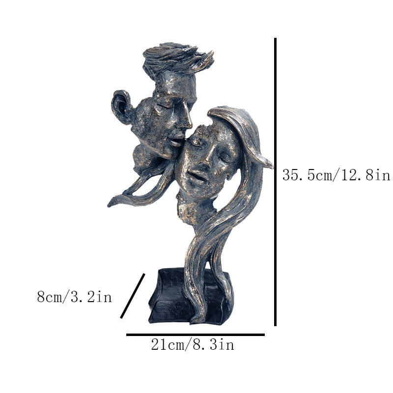 VILEAD Retro Resin Mask Statue Nordic Couple Face Statuette Home Interior Decor TV Cabinet Bookcase Office Decoration Craft Gift acacuss