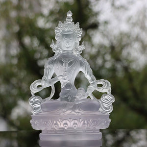 Vajra's Green Tara God of Wealth Longgevity Buddha God of Treasure Worship Home Resin Decorations Transparent Lucky Feng Shui acacuss
