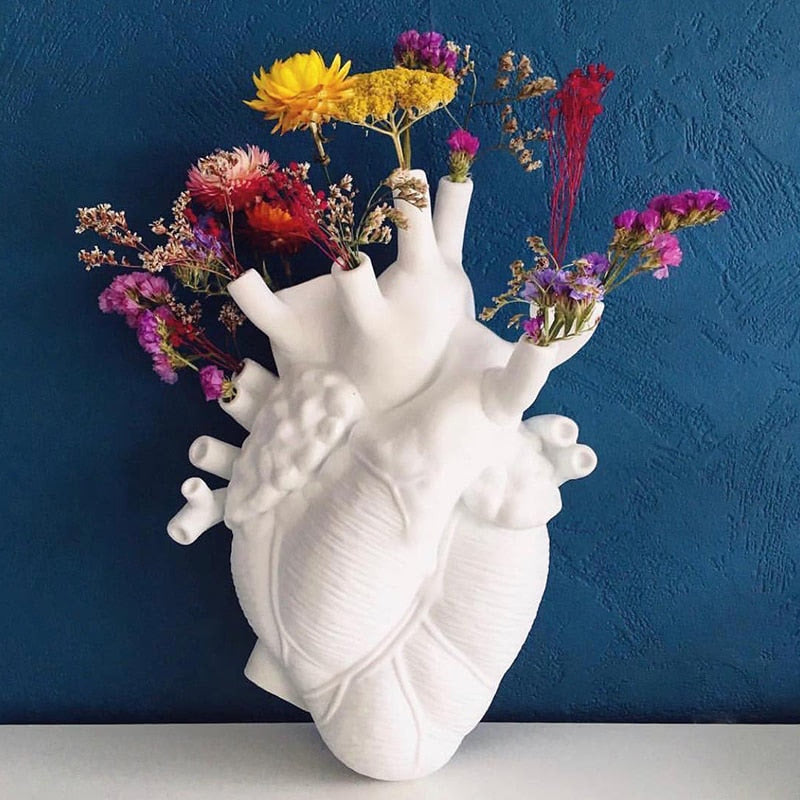 Vase Container Simulation Anatomical Heart-shaped Vase Dried Flower Pot Art Vase Human Statue Desktop Home Decoration Ornaments acacuss