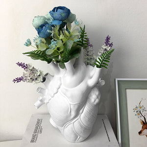 Vase Container Simulation Anatomical Heart-shaped Vase Dried Flower Pot Art Vase Human Statue Desktop Home Decoration Ornaments acacuss