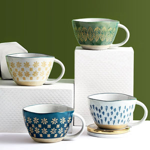 Vintage Japanese Pottery Mugs Underglaze Ceramic Breakfast Coffee Milk Tea Cereal Cup Bowl Kitchen Home Decor Handmade Tableware acacuss