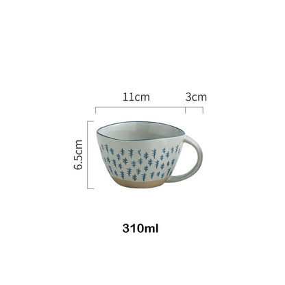 Vintage Japanese Pottery Mugs Underglaze Ceramic Breakfast Coffee Milk Tea Cereal Cup Bowl Kitchen Home Decor Handmade Tableware acacuss