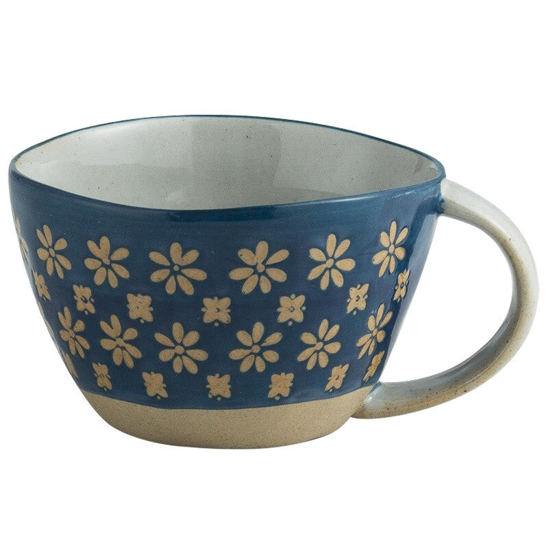 Vintage Japanese Pottery Mugs Underglaze Ceramic Breakfast Coffee Milk Tea Cereal Cup Bowl Kitchen Home Decor Handmade Tableware acacuss