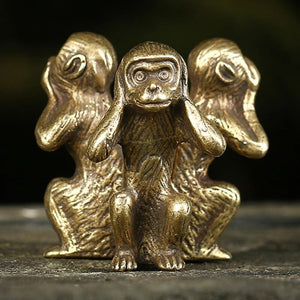 Vintage Solid Copper Three Monkeys Bronze Sculpture Home Decor Bronze Monkey Figurines Miniatures Desk Decor GQ acacuss