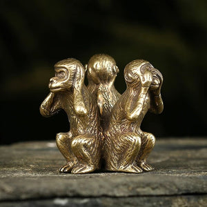 Vintage Solid Copper Three Monkeys Bronze Sculpture Home Decor Bronze Monkey Figurines Miniatures Desk Decor GQ acacuss