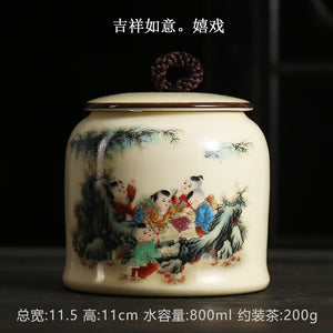 Vintage Tea Caddies Can Pot Box Jar Containers Ceramic Sealed Celadon Household Tea Gift Home Decoration; acacuss