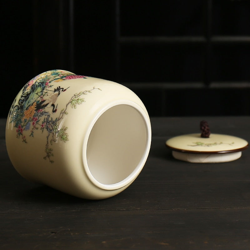 Vintage Tea Caddies Can Pot Box Jar Containers Ceramic Sealed Celadon Household Tea Gift Home Decoration; acacuss