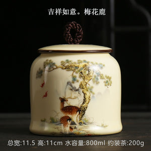 Vintage Tea Caddies Can Pot Box Jar Containers Ceramic Sealed Celadon Household Tea Gift Home Decoration; acacuss