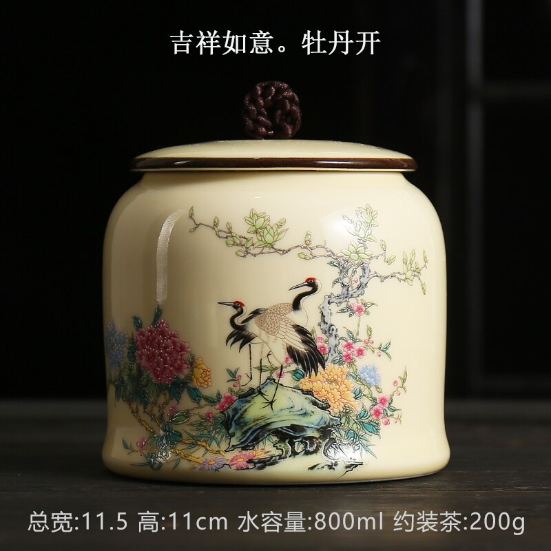 Vintage Tea Caddies Can Pot Box Jar Containers Ceramic Sealed Celadon Household Tea Gift Home Decoration; acacuss