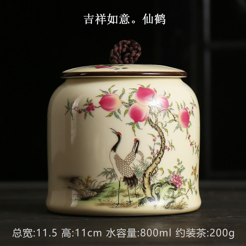 Vintage Tea Caddies Can Pot Box Jar Containers Ceramic Sealed Celadon Household Tea Gift Home Decoration; acacuss