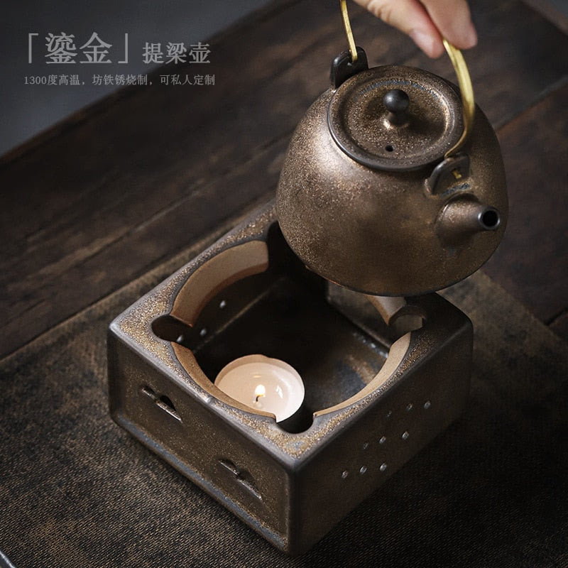 Vintage ceramic handle pot small Japanese style teapot Kung Fu tea set teapot antique old clay pot single pot acacuss