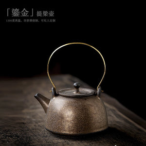 Vintage ceramic handle pot small Japanese style teapot Kung Fu tea set teapot antique old clay pot single pot acacuss