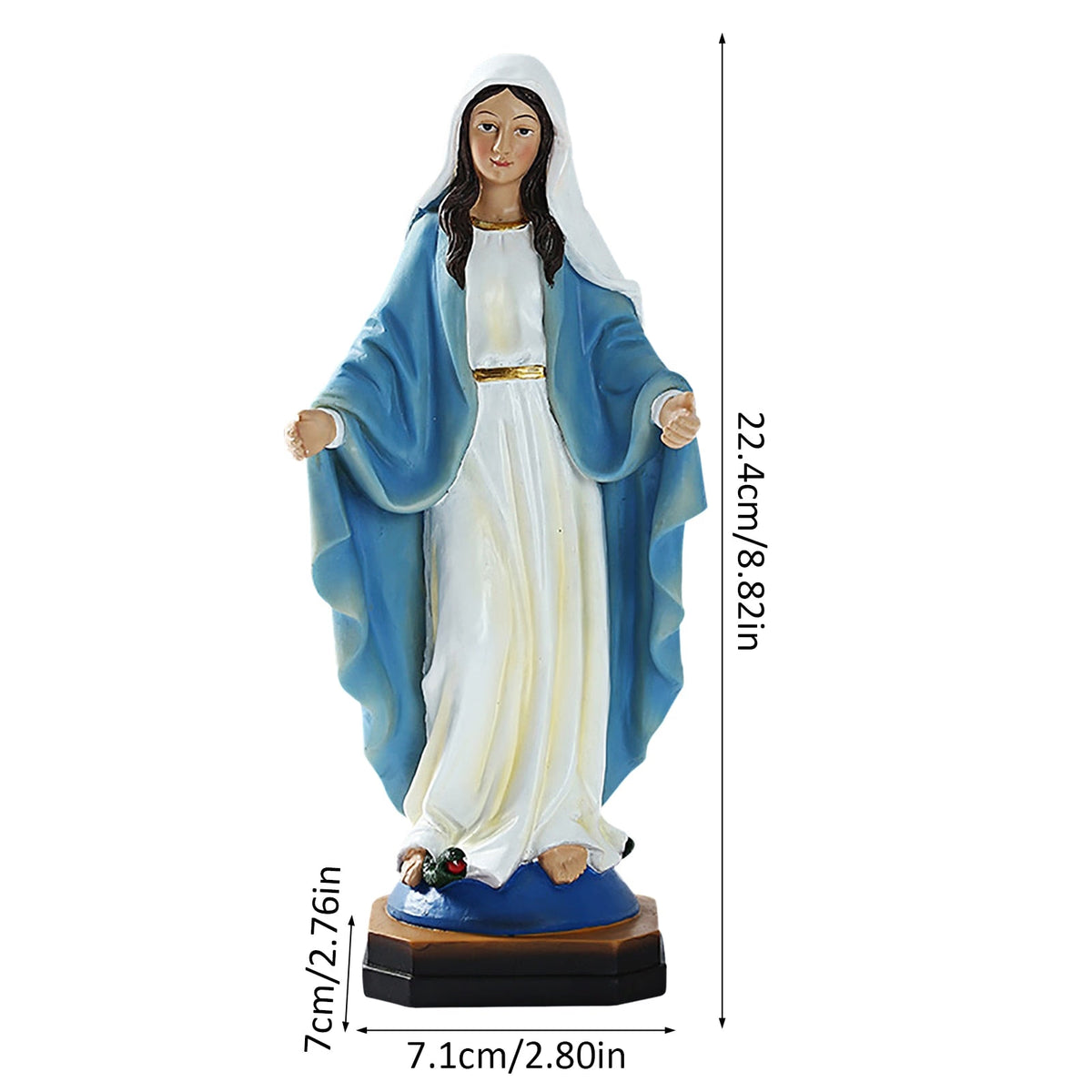 Virgin Mary Statue 8.8 Our Lady Of Grace Sculpture Virgin Mary Blessed Statue Resin Figurine Mother Madonna Catholic Religious acacuss