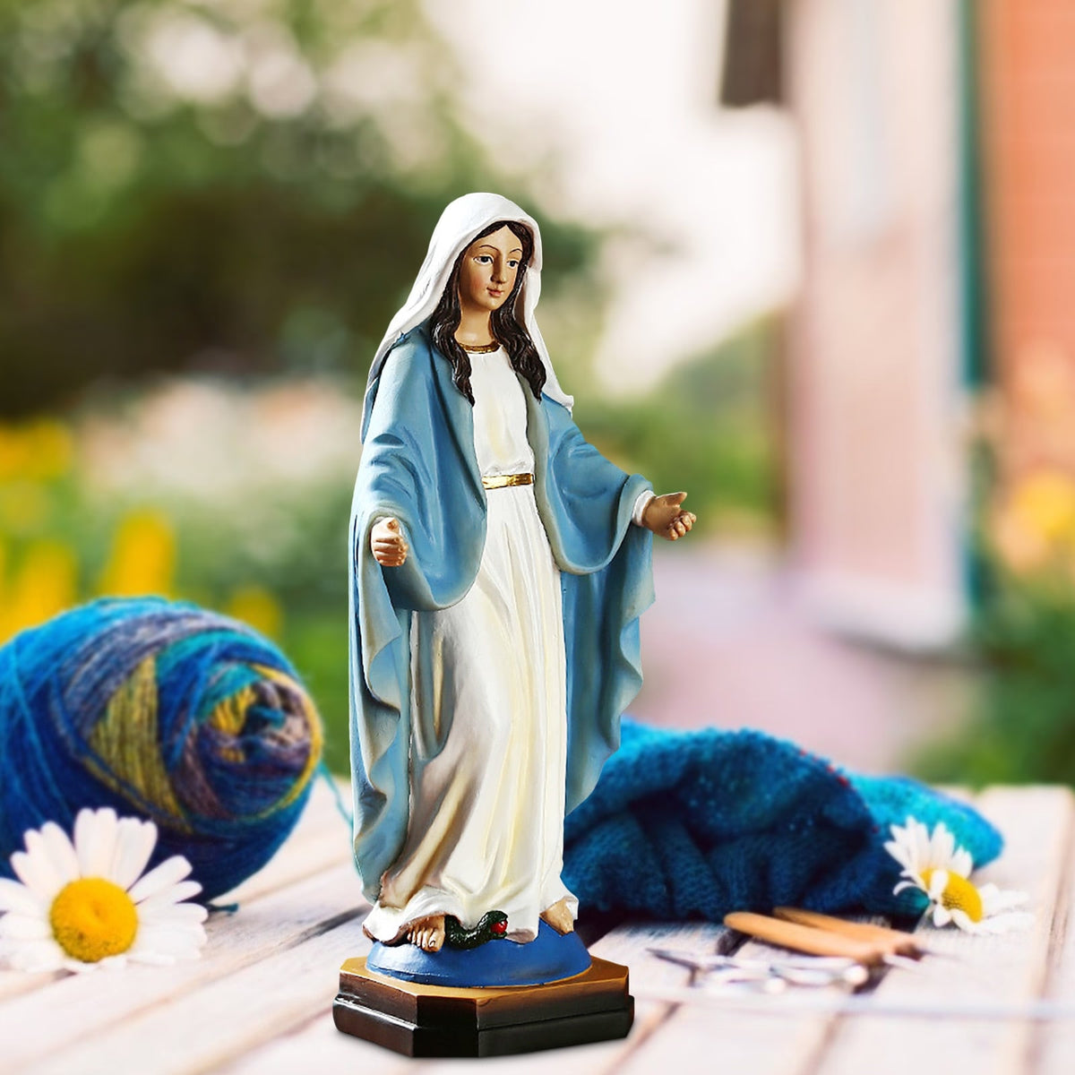 Virgin Mary Statue 8.8 Our Lady Of Grace Sculpture Virgin Mary Blessed Statue Resin Figurine Mother Madonna Catholic Religious acacuss