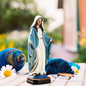 Virgin Mary Statue 8.8 Our Lady Of Grace Sculpture Virgin Mary Blessed Statue Resin Figurine Mother Madonna Catholic Religious acacuss