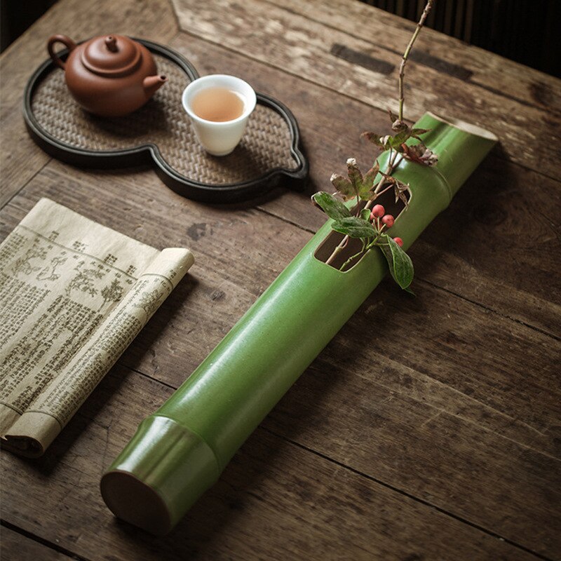 Wall Hanging Bamboo Vase Creative Minimalist Ceramic Dried Flowers Arrangement Hydroponic Vase Living Room Mesa Home Decorating acacuss