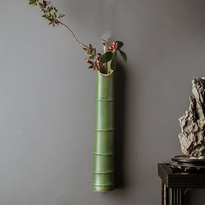 Wall Hanging Bamboo Vase Creative Minimalist Ceramic Dried Flowers Arrangement Hydroponic Vase Living Room Mesa Home Decorating acacuss