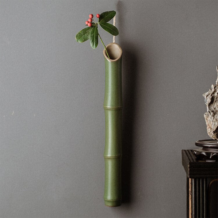 Wall Hanging Bamboo Vase Creative Minimalist Ceramic Dried Flowers Arrangement Hydroponic Vase Living Room Mesa Home Decorating acacuss