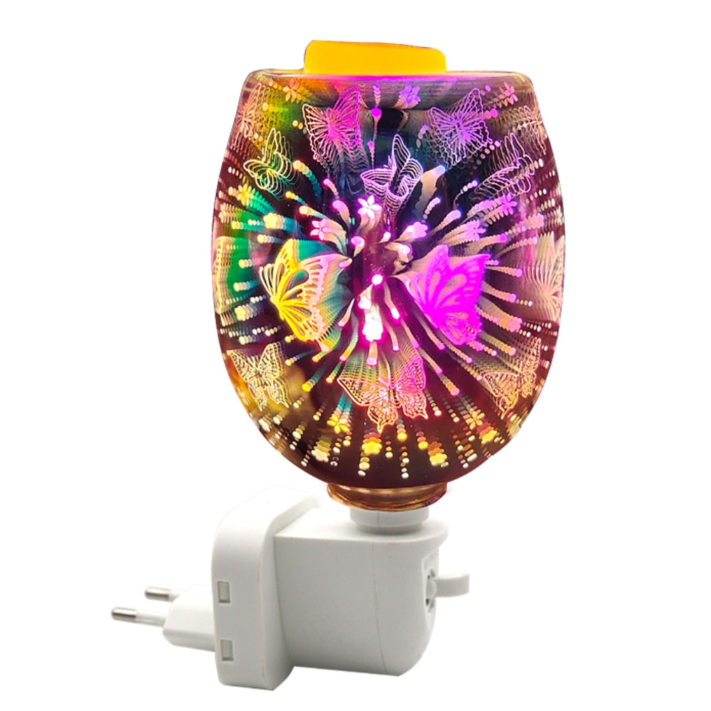 Wax Melt Warmer In 3D Glass – Butterfly Electric Plug in Oil Burners with Glass Dish on Top for Tart Melts& Spare Bulb acacuss
