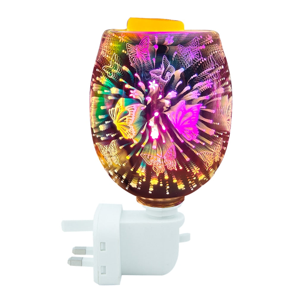 Wax Melt Warmer In 3D Glass – Butterfly Electric Plug in Oil Burners with Glass Dish on Top for Tart Melts& Spare Bulb acacuss