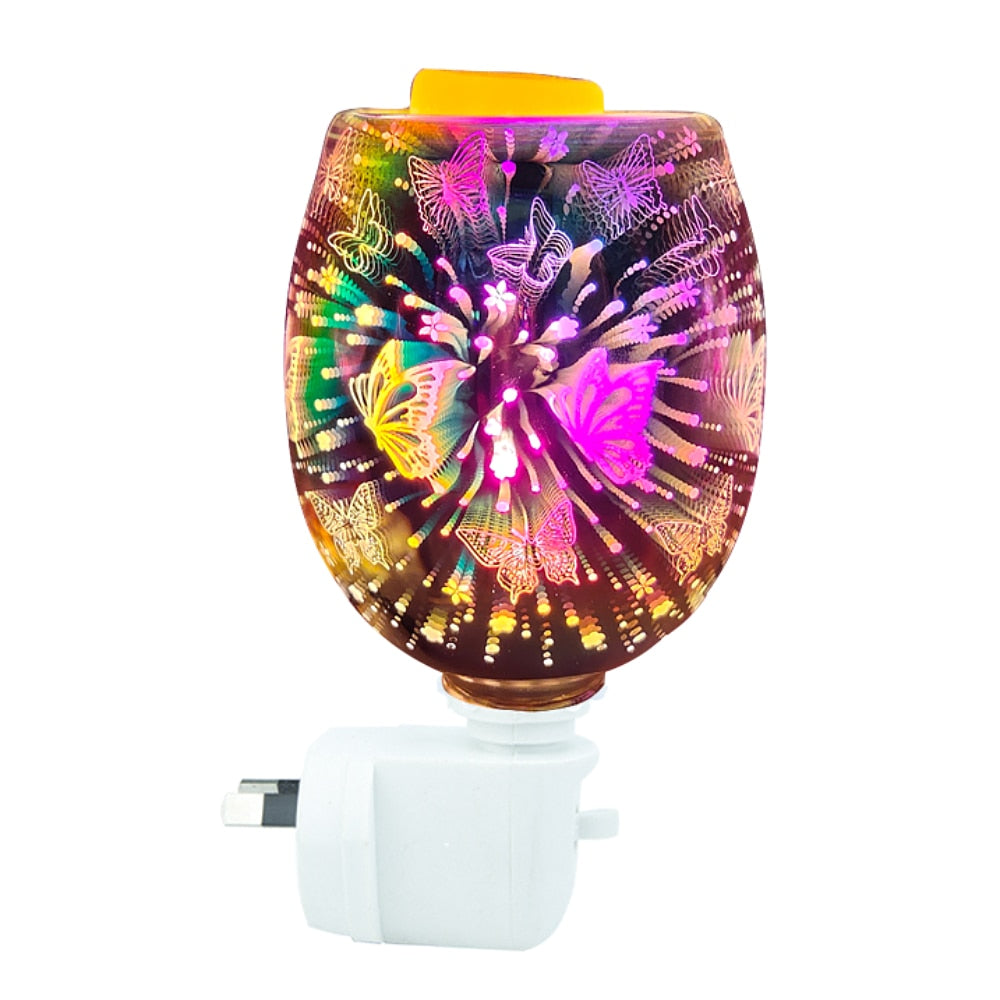 Wax Melt Warmer In 3D Glass – Butterfly Electric Plug in Oil Burners with Glass Dish on Top for Tart Melts& Spare Bulb acacuss
