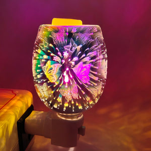 Wax Melt Warmer In 3D Glass – Butterfly Electric Plug in Oil Burners with Glass Dish on Top for Tart Melts& Spare Bulb acacuss