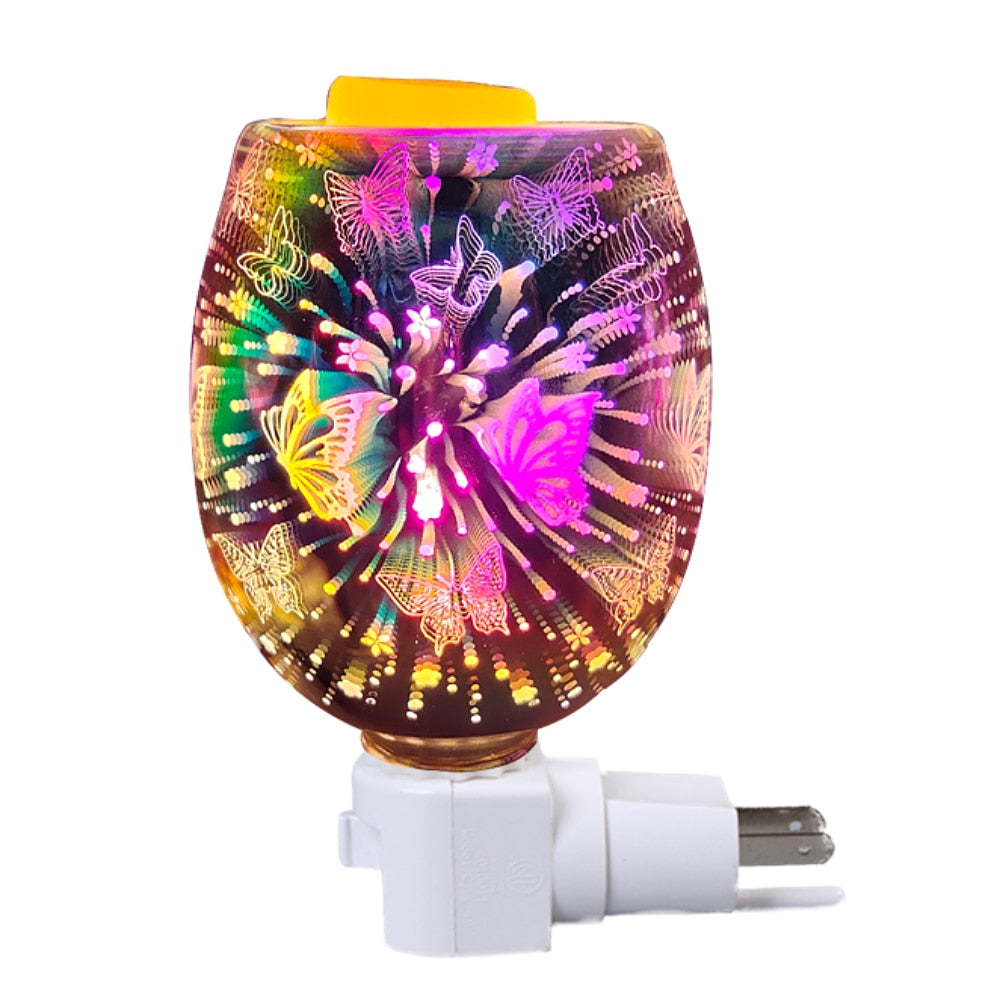 Wax Melt Warmer In 3D Glass – Butterfly Electric Plug in Oil Burners with Glass Dish on Top for Tart Melts& Spare Bulb acacuss