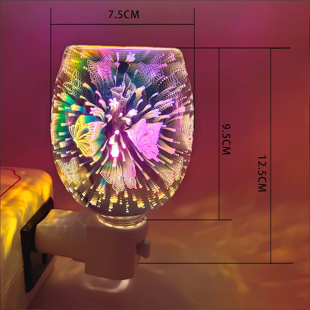 Wax Melt Warmer In 3D Glass – Butterfly Electric Plug in Oil Burners with Glass Dish on Top for Tart Melts& Spare Bulb acacuss