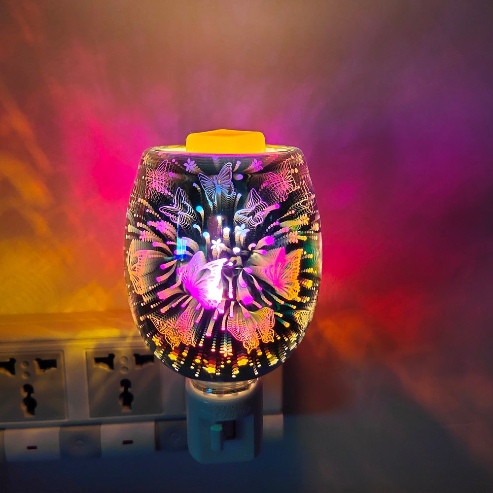 Wax Melt Warmer In 3D Glass – Butterfly Electric Plug in Oil Burners with Glass Dish on Top for Tart Melts& Spare Bulb acacuss