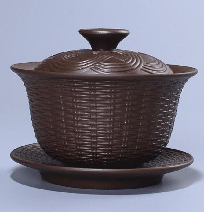 Weave Gaiwan Purple Clay Tea Tureen Handmade Health Zisha Teaware Office Tea Ceremony Puer Oolong Tea Teapots Big Tea Bowl acacuss