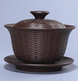 Weave Gaiwan Purple Clay Tea Tureen Handmade Health Zisha Teaware Office Tea Ceremony Puer Oolong Tea Teapots Big Tea Bowl acacuss