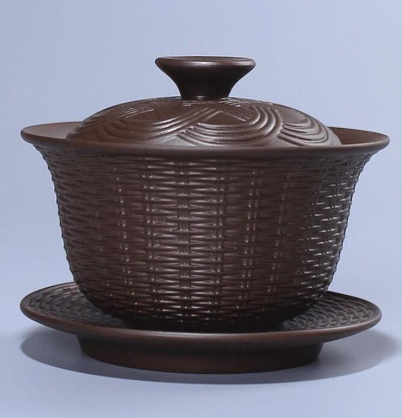 Weave Gaiwan Purple Clay Tea Tureen Handmade Health Zisha Teaware Office Tea Ceremony Puer Oolong Tea Teapots Big Tea Bowl acacuss