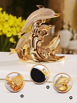 Wedding Decor Crafts Ceramic Creative Room Decoration Handicraft Gold Animal Porcelain Figurines Decorations acacuss
