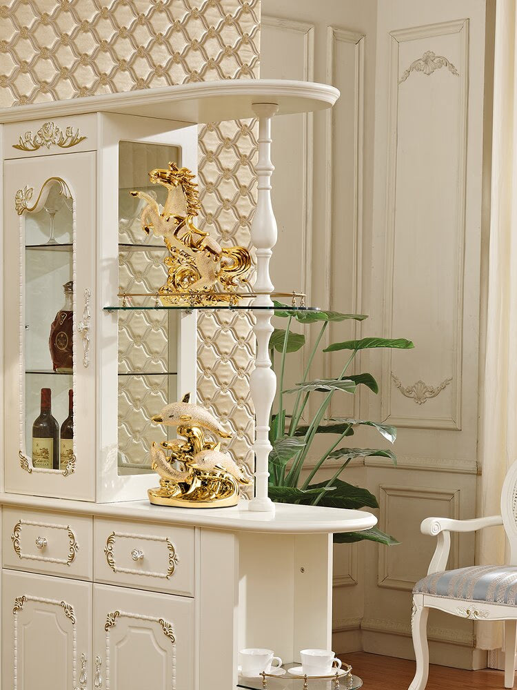 Wedding Decor Crafts Ceramic Creative Room Decoration Handicraft Gold Animal Porcelain Figurines Decorations acacuss