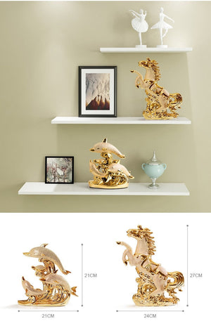 Wedding Decor Crafts Ceramic Creative Room Decoration Handicraft Gold Animal Porcelain Figurines Decorations acacuss