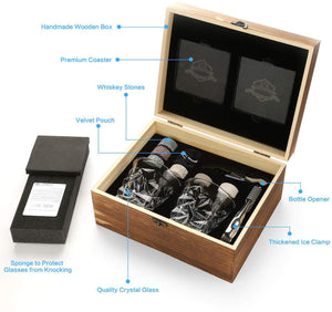 Whiskey Stones & Glasses Set, Granite Ice Cube For Whisky, Whiski Chilling Rocks In Wooden Box, Best Gift For Dad Husband Men acacuss