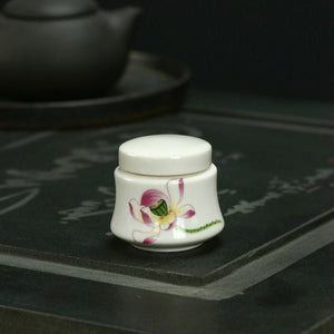 White Ceramic Jar Small Tea Caddy Storage Tank Moisture-proof Sealed Jar Tea Tins Tea Container Storage Box Candy Jars Tea Can acacuss