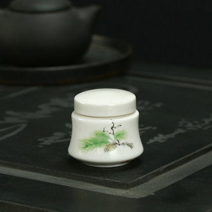 White Ceramic Jar Small Tea Caddy Storage Tank Moisture-proof Sealed Jar Tea Tins Tea Container Storage Box Candy Jars Tea Can acacuss