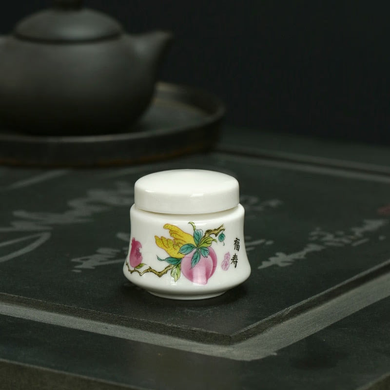 White Ceramic Jar Small Tea Caddy Storage Tank Moisture-proof Sealed Jar Tea Tins Tea Container Storage Box Candy Jars Tea Can acacuss
