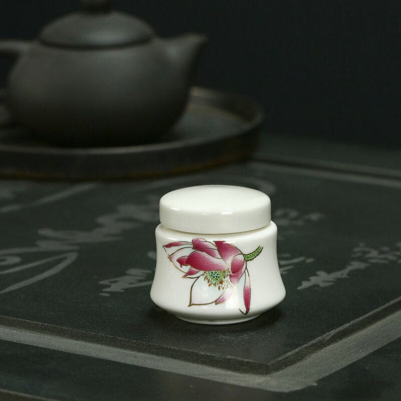 White Ceramic Jar Small Tea Caddy Storage Tank Moisture-proof Sealed Jar Tea Tins Tea Container Storage Box Candy Jars Tea Can acacuss