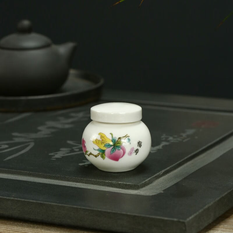 White Ceramic Jar Small Tea Caddy Storage Tank Moisture-proof Sealed Jar Tea Tins Tea Container Storage Box Candy Jars Tea Can acacuss