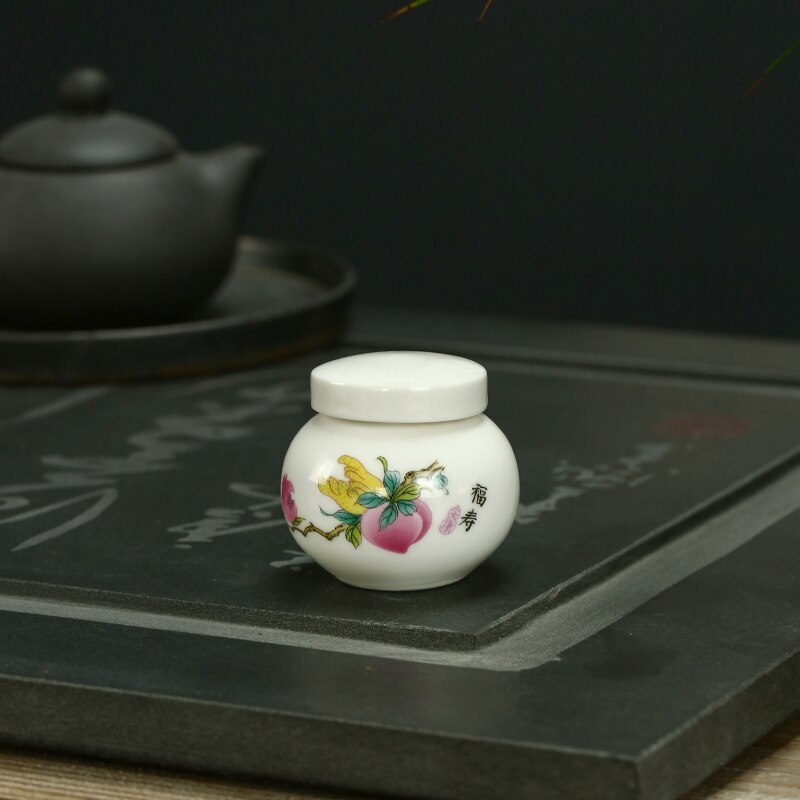 White Ceramic Jar Small Tea Caddy Storage Tank Moisture-proof Sealed Jar Tea Tins Tea Container Storage Box Candy Jars Tea Can acacuss