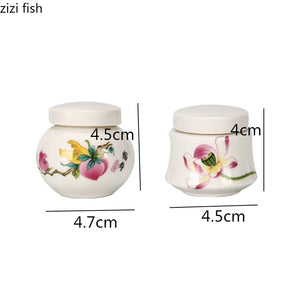 White Ceramic Jar Small Tea Caddy Storage Tank Moisture-proof Sealed Jar Tea Tins Tea Container Storage Box Candy Jars Tea Can acacuss