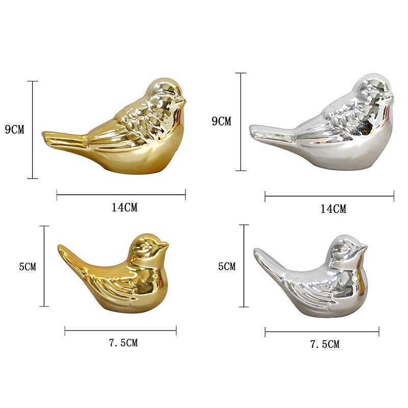 White Porcelain Birds Desktop Ornaments Home Decorations Nordic Ceramic Home Crafts Gold Silver Magpie Bird Decoration acacuss