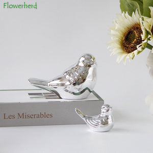White Porcelain Birds Desktop Ornaments Home Decorations Nordic Ceramic Home Crafts Gold Silver Magpie Bird Decoration acacuss