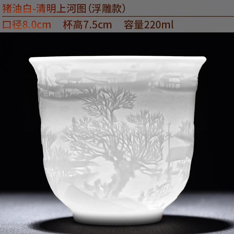 White Porcelain Heart Classics Cup Goat FatJade Personal Cup Tea Set Ceramic Host Cup Sample Tea Cup Kung FuTeaCupSingleCupSmall acacuss
